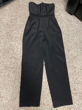 Naven 100% silk corset boned Strapless High-Waist Black Jumpsuit- new